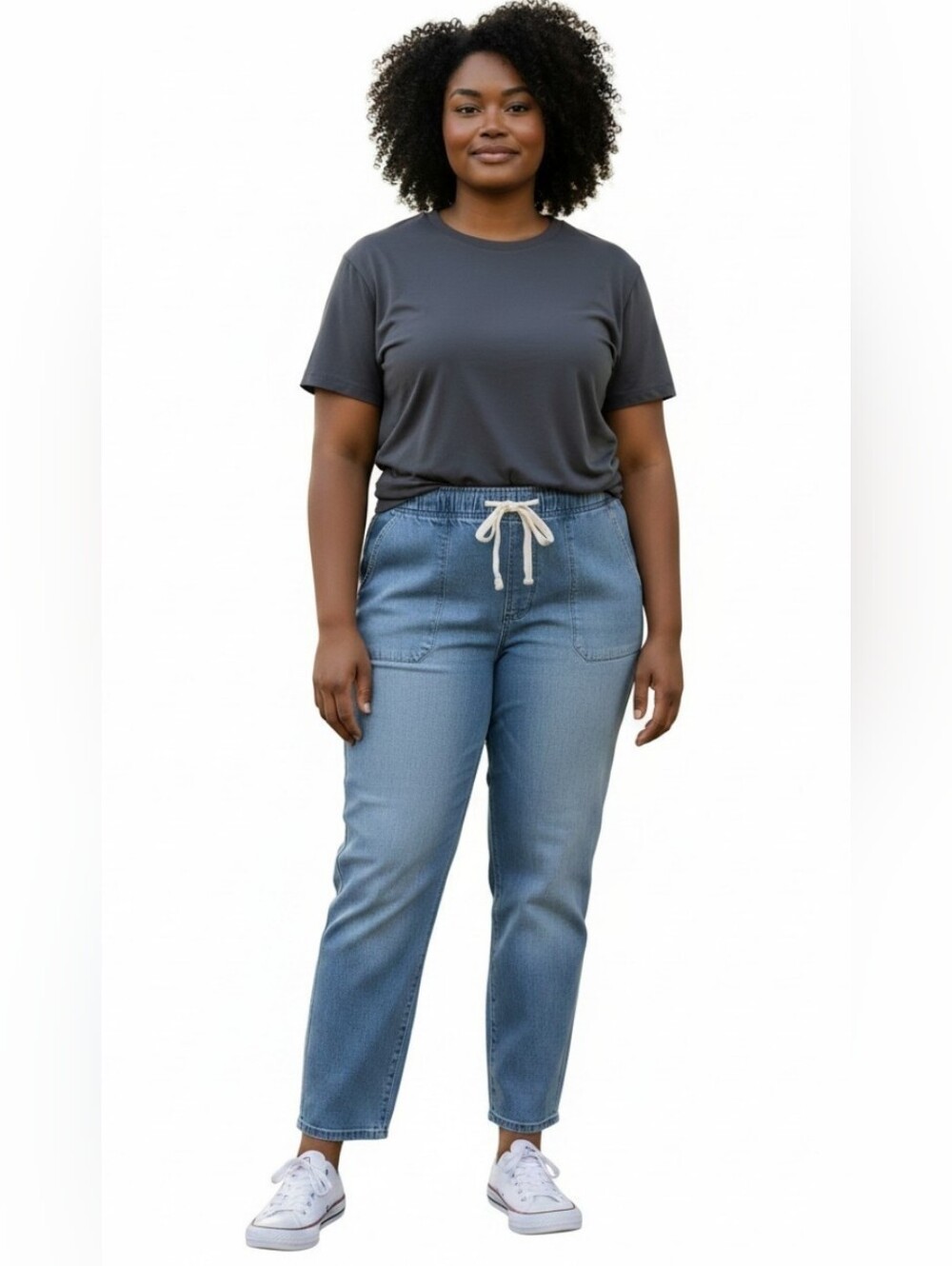 GAP Light Blue Pull On Denim Tie Waist Jeans Size Large